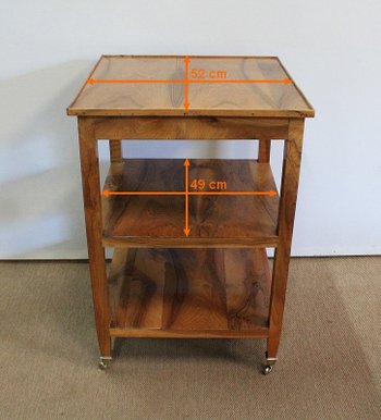  Rolling trolley in blond Walnut, Directoire taste - 1st part of the 19th century