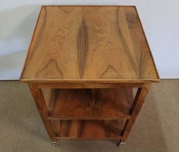  Rolling trolley in blond Walnut, Directoire taste - 1st part of the 19th century
