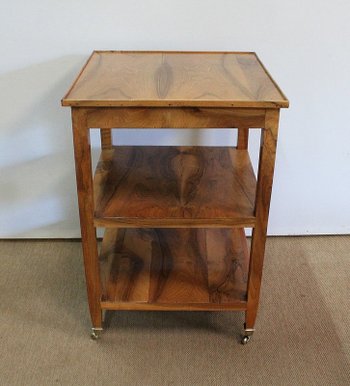  Rolling trolley in blond Walnut, Directoire taste - 1st part of the 19th century