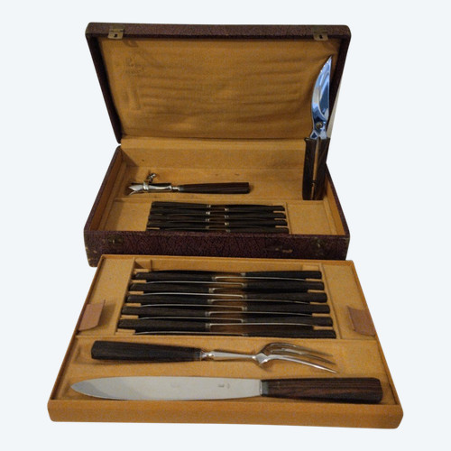 Knife Set - Macassar Ebony - Art Deco - 27 Pieces - V. 1930.