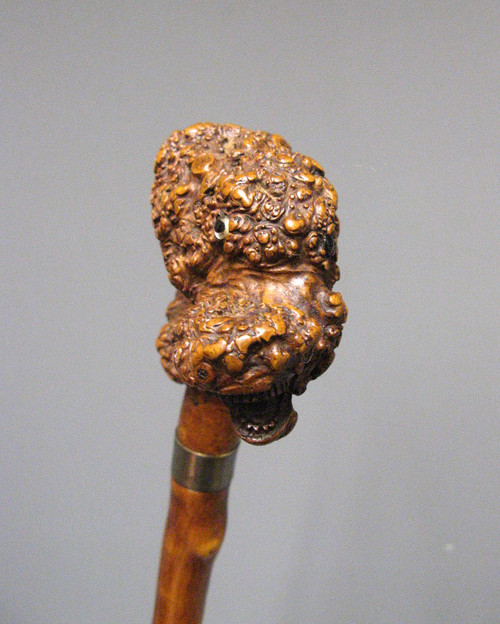 Canne En Racine Sculpté. Canne Art Populaire à Tête De Monstre.