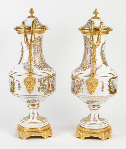 A large pair of 19th century sèvres porcelain vases