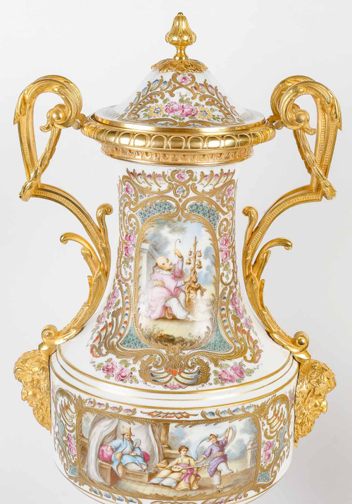 A large pair of 19th century sèvres porcelain vases