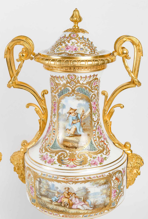 A large pair of 19th century sèvres porcelain vases