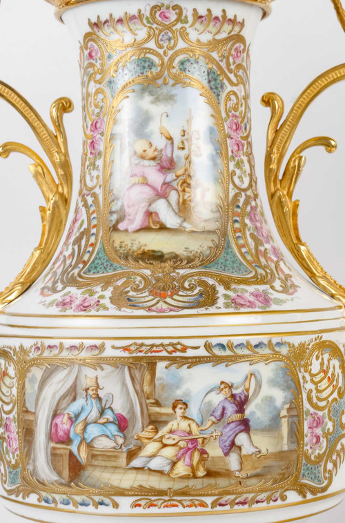 A large pair of 19th century sèvres porcelain vases