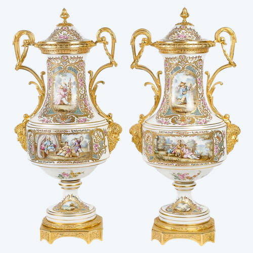 A large pair of 19th century sèvres porcelain vases