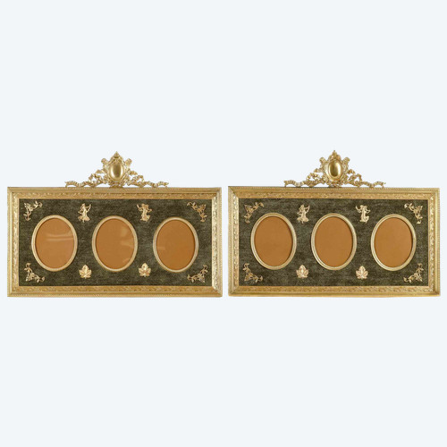 A pair of late 19th century gilt bronze picture frames