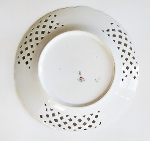 Hand Painted Plate Saxe Hermann Ohme Porcelain 19th c 