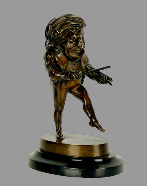 XIX secolo PIRROGENO / CARAZZE IN BRONZO SU BASE DI MARMO "LE GROTESQUE