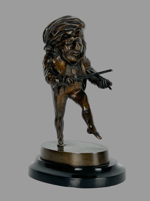 XIX secolo PIRROGENO / CARAZZE IN BRONZO SU BASE DI MARMO "LE GROTESQUE