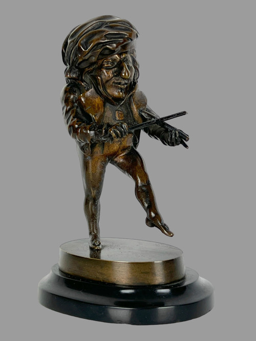 XIX secolo PIRROGENO / CARAZZE IN BRONZO SU BASE DI MARMO "LE GROTESQUE