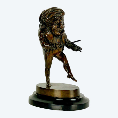XIX secolo PIRROGENO / CARAZZE IN BRONZO SU BASE DI MARMO "LE GROTESQUE