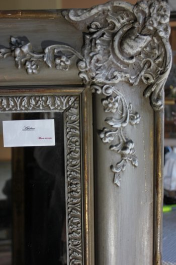 Old fireplace mirror with patina restoration