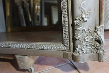 Old fireplace mirror with patina restoration