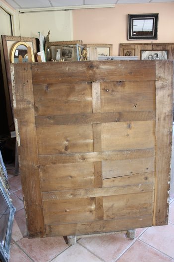 Old fireplace mirror with patina restoration