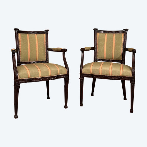 Pierre Nicolas Pillot, Paire De Fauteuils d'Epoque Louis XVI Vers 1780