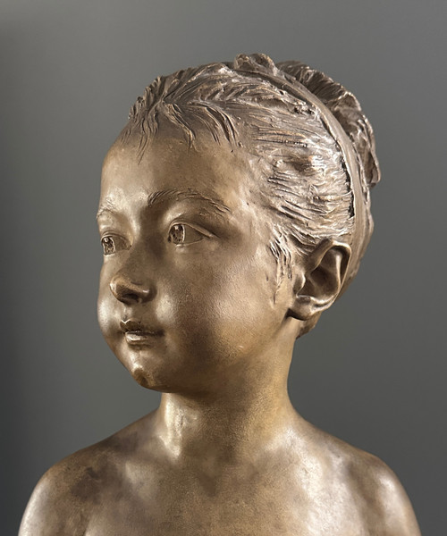 d'Après Houdon, Sculpture Buste De Louise Brongniart Terracotta 19th century
