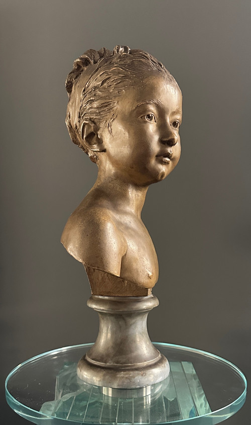 d'Après Houdon, Sculpture Buste De Louise Brongniart Terracotta 19th century