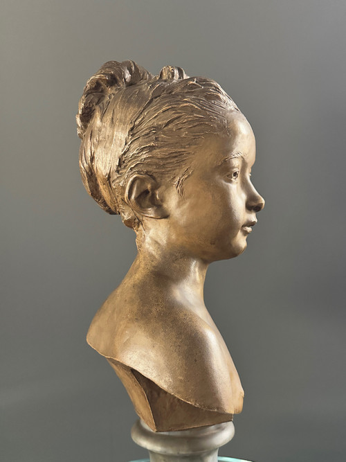 d'Après Houdon, Sculpture Buste De Louise Brongniart Terracotta 19th century