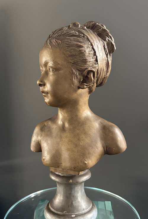 d'Après Houdon, Sculpture Buste De Louise Brongniart Terracotta 19th century