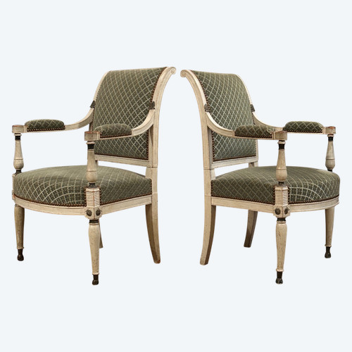 Pair Of Directoire Period Lacquered Wood Armchairs circa 1795