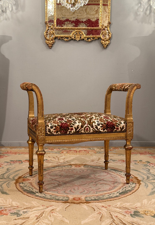 Panca per pianoforte in legno dorato in stile Luigi XVI Periodo Napoleone III