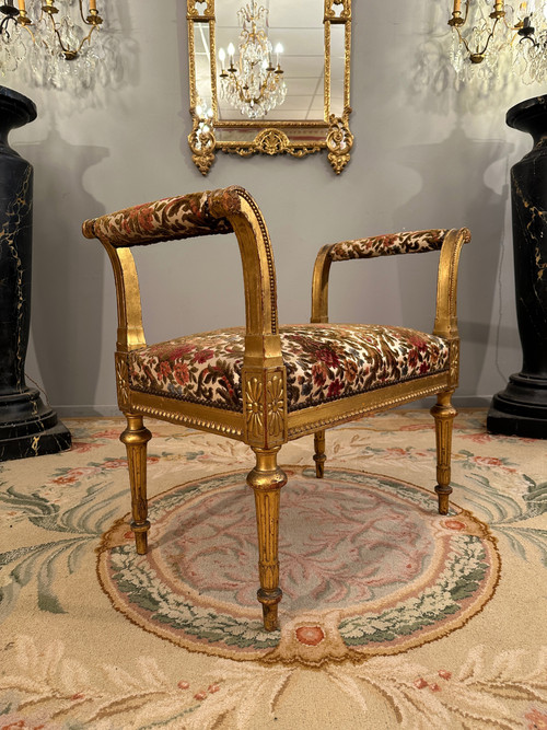 Panca per pianoforte in legno dorato in stile Luigi XVI Periodo Napoleone III