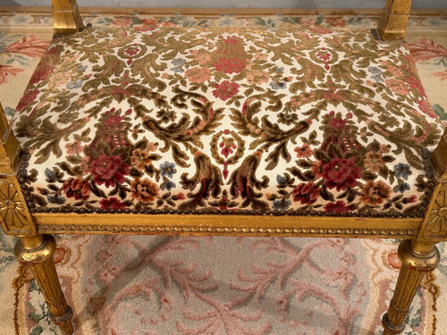 Panca per pianoforte in legno dorato in stile Luigi XVI Periodo Napoleone III