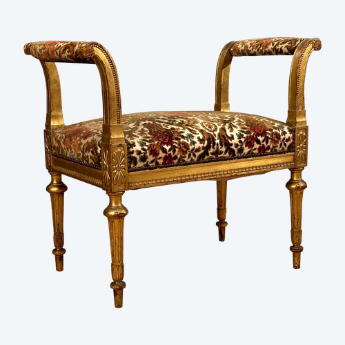 Panca per pianoforte in legno dorato in stile Luigi XVI Periodo Napoleone III