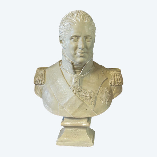 Grande busto in gesso di Carlo X in uniforme militare Fine XIX secolo