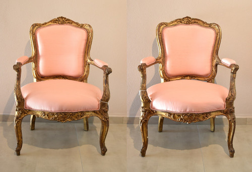 Pair Of Armchairs From The Rococo Period, France, 18th Century