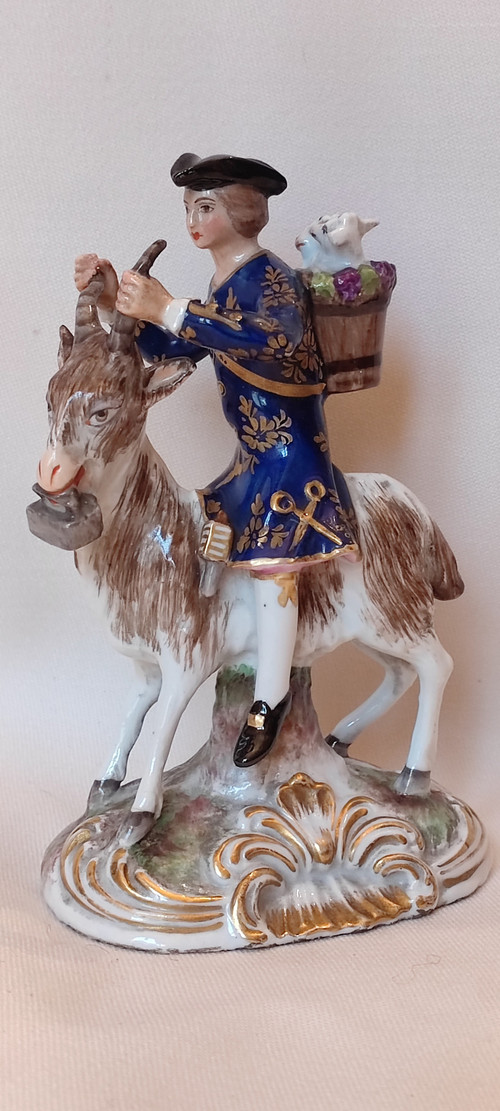 Tailor on a goat.porcelain Samson.Chesea