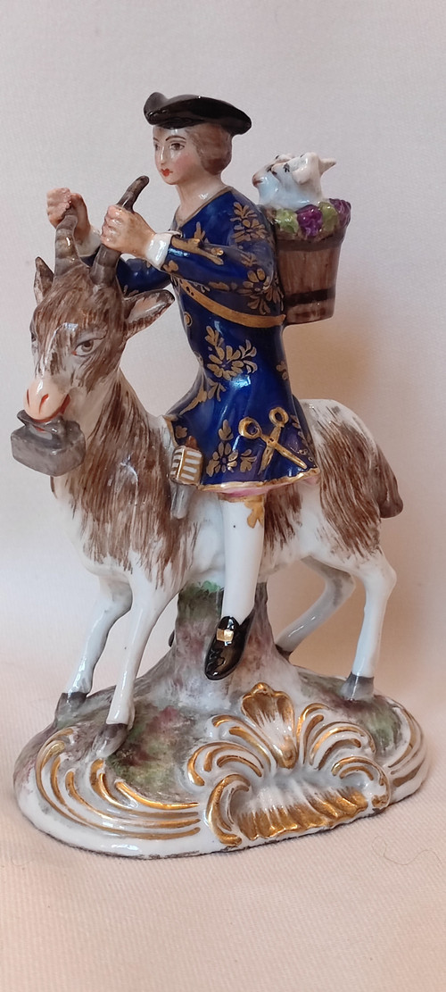 Tailor on a goat.porcelain Samson.Chesea