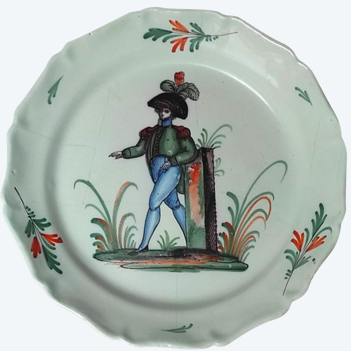 Große Platte faience d'Auvillar.Militaire Epoche Empire