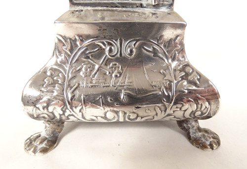 Miniatura di orologio da terra olandese in argento Vergine Venere XIX secolo