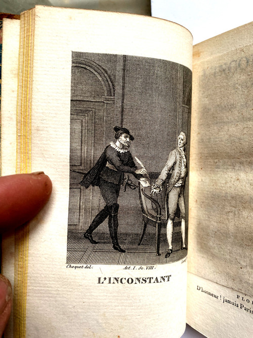 Charming set of 4 + 5 volumes in 16 Détouche et d'Harleville, Paris theater of 1820