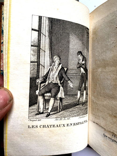 Charming set of 4 + 5 volumes in 16 Détouche et d'Harleville, Paris theater of 1820