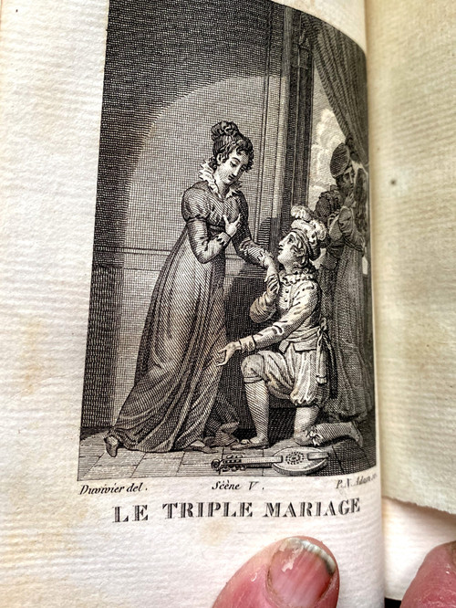 Charming set of 4 + 5 volumes in 16 Détouche et d'Harleville, Paris theater of 1820