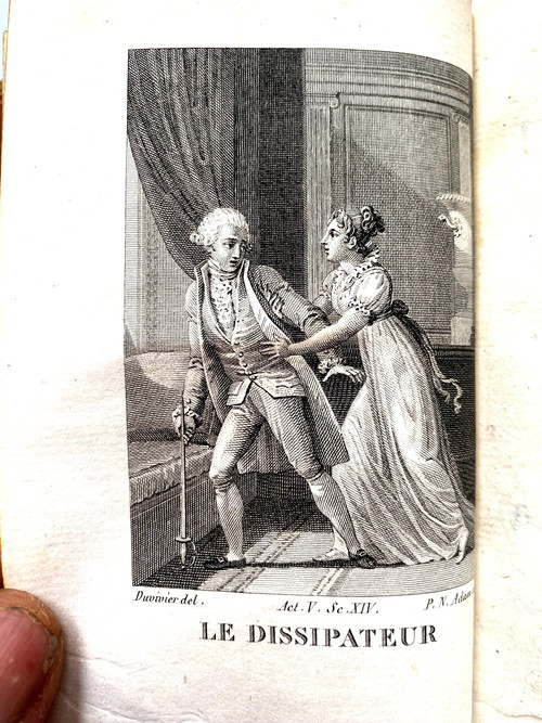 Charming set of 4 + 5 volumes in 16 Détouche et d'Harleville, Paris theater of 1820