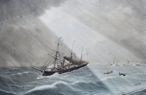 Das Kanonenboot "Le Crocodile" (Das Krokodil), Ende des 19.