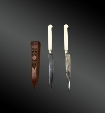 PAIR OF TRAVEL KNIVES - France - Late XIXth