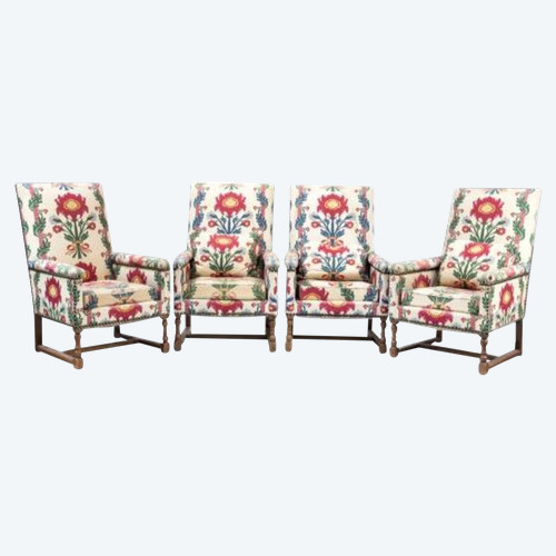 Set di quattro poltrone in stile Luigi XIV