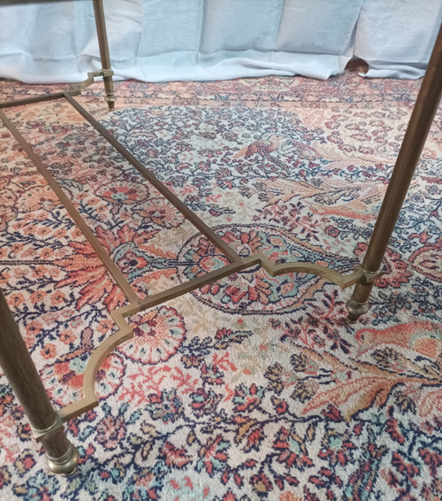 Table basse vintage en laiton et verre Maison Jansen