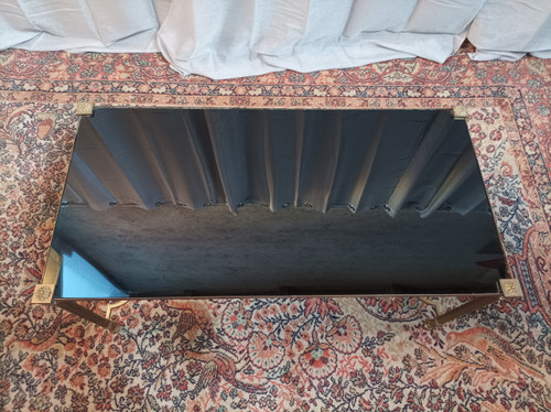 Table basse vintage en laiton et verre Maison Jansen