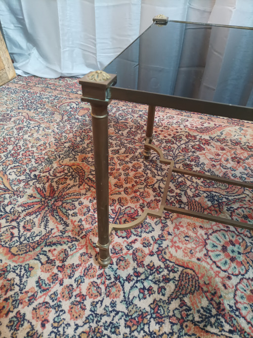 Table basse vintage en laiton et verre Maison Jansen