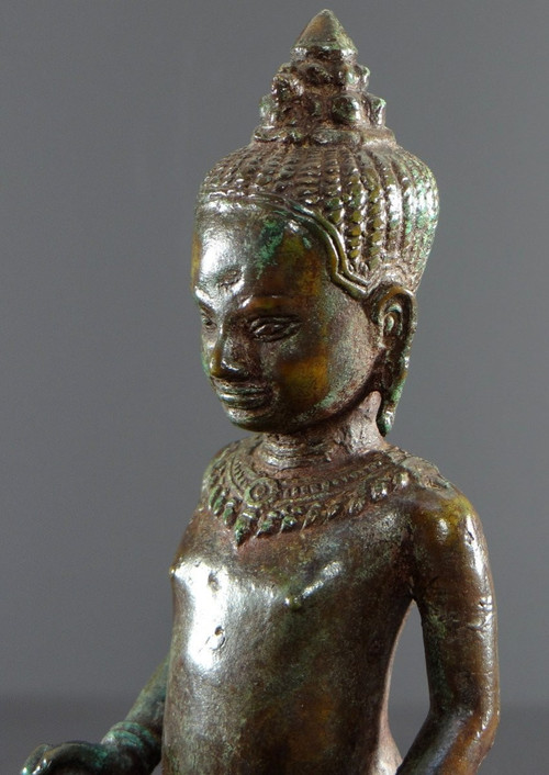 Cambodge, Peuple Khmer, Fin Du XIXème Siècle, Statue De Vishnu (vishnou) En Bronze.