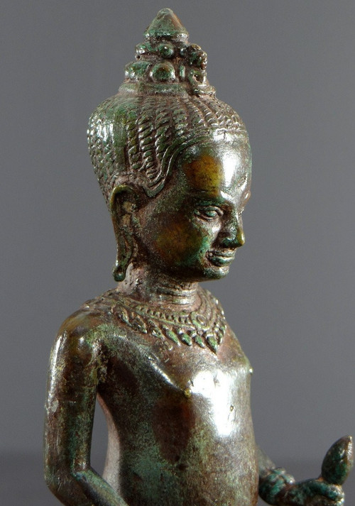 Cambodge, Peuple Khmer, Fin Du XIXème Siècle, Statue De Vishnu (vishnou) En Bronze.