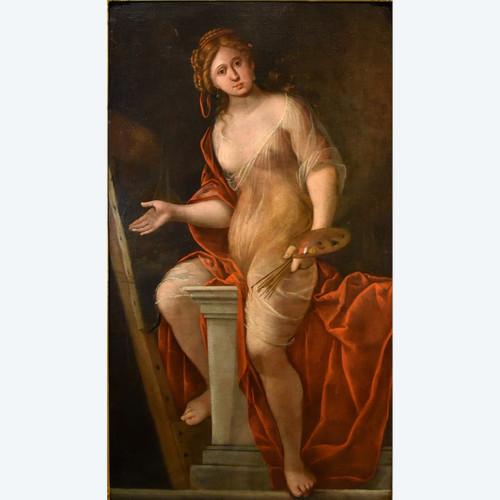 Mattheus Terwesten (L'Aia, 1670 - 1757) Ritratto di fanciulla come allegoria della pittura