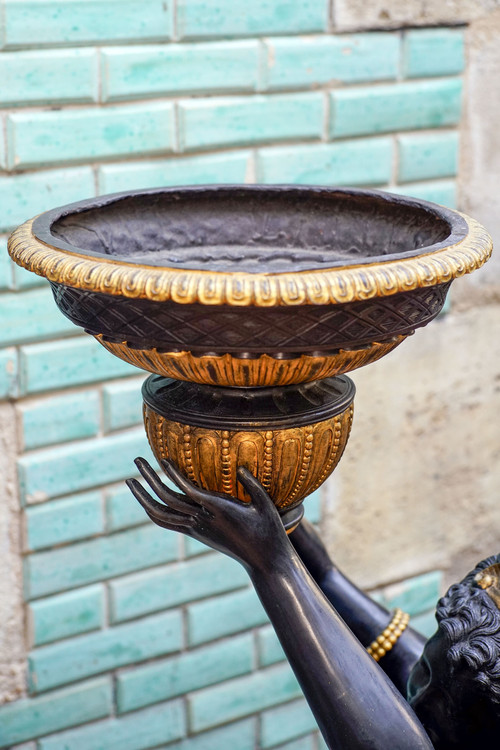 DUBANTON, "POLYCHROME BRONZE FEMME, grand serviteur", XX secolo.