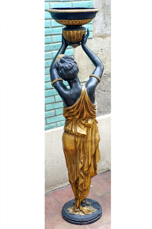 DUBANTON, "POLYCHROME BRONZE FEMME, grand serviteur", XX secolo.